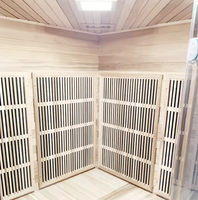 Sauna infrarouge lointain au design durable pour 4 personnes, sauna intérieur pour le soulagement du stress et la relaxation musculaire, utilisation bien-être, sauna en bois massif