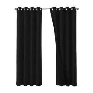 140*240cm 100% Blackout Living Room Simple Curtain Design Home Textile Ready Made Solid Color Black