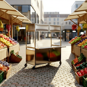 Practical Hot Sale Portable Foldable Stainless Steel Rust Resistant 1.5m Ice Cream Coffee <strong>Food</strong> <strong>Cart</strong> 4-Wheel Trailer Snack <strong>Food</strong> - Product Image 5