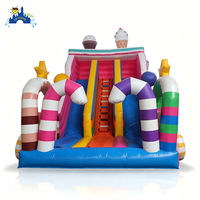 Château gonflable personnalisé en forme de train à bonbons avec toboggan, château gonflable de qualité commerciale pour fête d'anniversaire