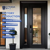 Puertas de Vidrio Personalizadas con Buenas Propiedades de Transmisión de Luz, Puerta Principal Frontal de Metal y Acero, Puerta Exterior de Entrada Única