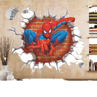 Autocollants muraux 3D Spiderman en PVC imperméable et écologique pour chambre d'enfant, décoration de chambre à coucher, décoration de la maison, DIY multifonctionnel super