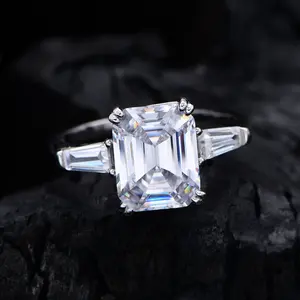 Pagoda cut high carbon diamond ring S925 sterling silver refers to the simple and versatile temperament Fashion jewelry