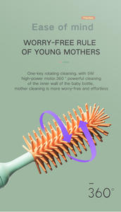 Meistverkauftes Elektrisches Silikon-Babyflaschenbürsten-Set 360° Drehbar 2 Stufen Wasserdicht Nippel-Elektro-Reinigungsbürsten-Set - Product Image 3