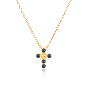 Collier tendance ROXI S925 en argent sterling avec zircon bleu rose et motif croix intégral - Product Image 2