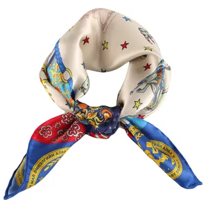 Animal Horse Pattern Custom High Quality Fashion Square Scarf Printed Silk Neck Scarves Head Wrap Women Silk Hair Scarves