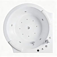 Baignoire balnéo acrylique pour 2 personnes avec coins arrondis, LED et jets multiples, idéale pour villa et hôtel