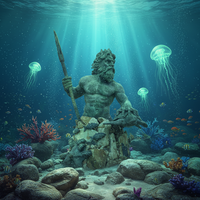 Décoration de jardin extérieure - Vente flash - Statue classique grecque célèbre du roi Neptune - Sculpture en bronze de Poséidon