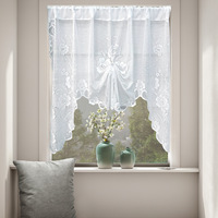 Cortina de Encaje Transparente con Diseño de Mariposas, Blanca, para Cocina, Ventana, Separador de Habitaciones