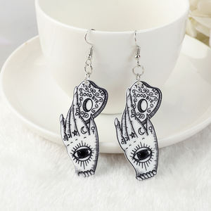 1 paire de boucles d'oreilles <span class=keywords><strong>Ouija</strong></span> Board Drop Hand Eye Divination Gothique Acrylique <span class=keywords><strong>Jeu</strong></span> Magique - Product Image 2