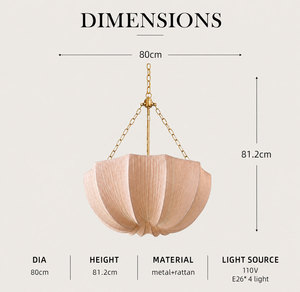 Lámpara Colgante de Ratán con Textura Suave y Pliegues, Cadena Ajustable para Dormitorio, Comedor, Decoración del Hogar Estilo Wabi Sabi - Product Image 2