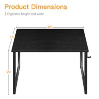 AJUNION Mobilier de maison Bureau d'ordinateur 40 pouces cadre en métal noir Table de bureau d'ordinateur pour ordinateurs de bureau