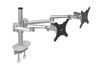 2 supports pour moniteur support de bureau ressort à gaz double support métallique noir blanc bras de moniteur argenté