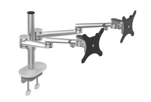 2モニターマウントデスクスタンドホルダーガススプリングダブルメタルブラケットブラックホワイトスライバーモニターアーム - Product Image 4