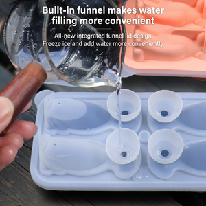 Moule à glaçons en silicone pour chiens avec couvercle et entonnoir, 4 cavités, facile à démouler, pour whisky, cocktails et boissons de fête - Product Image 4