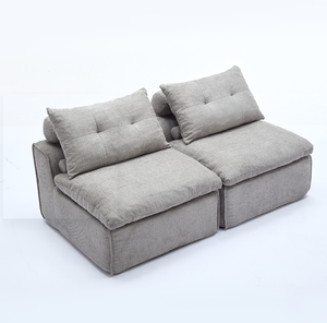 Canapé modulaire sans accoudoirs, à assembler soi-même, tissu chenille, fauteuil-canapé avec coussin pour le cou et le dos - Product Image 4
