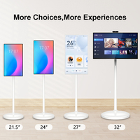 32 Inch Follow by Me Movable Touch Screen Monitor Floor Standing Android Wireless Portable Smart Tv for Home
