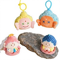 Porte-clés pendentif en peluche courte personnalisable, motif Lotus Petit Bouddha, en coton PP, créations culturelles populaires sur Internet, style Xiaohongshu Claw