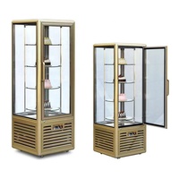 Congélateur vertical rotatif en acier inoxydable à prix abordable, vitrine à porte vitrée, refroidissement par air direct pour glaces et gâteaux