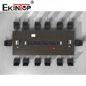 Mesa de conferencias Ekintop de 240 cm, mesa de reuniones de madera maciza con juego de sillas para sala de juntas - Product Image 2