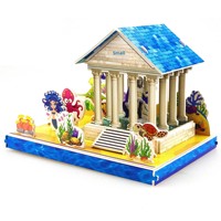 Rompecabezas 3D, Juguete para Niños y Padres, Construcción de Castillo, Serie de Cuatro Cuadrados Pequeños, Modelo de Papel Educativo Hecho a Mano, Regalo para Armar