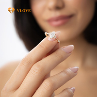 Bague de fiançailles pour femme style vintage en or 14 carats avec diamant de laboratoire certifié 1,10 carat, taille marquise, VLOVE