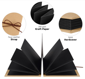 Grande Album di carte nere retrò fai <span class=keywords><strong>da</strong></span> te fisarmonica pieghevole impilabile Memory Photo Book fatto <span class=keywords><strong>a</strong></span> mano carta Kraft copertina <span class=keywords><strong>da</strong></span> viaggio disco di plastica - Product Image 2