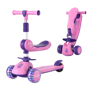 Trottinette pour enfants pliable à trois roues en PU moderne, best-seller, SK-813, avec musique, siège léger inclus pour les jeux en plein air - Product Image 1