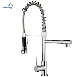 Aquacubic UPC Spring Pull Down Commercial Kitchen Faucet with 360 Swivel Outlet