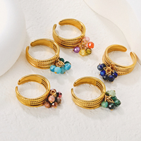 Bague empilable ajustable en acier inoxydable pour la création de bijoux DIY, avec breloques personnalisées en acrylique, zircon, émail, cœur, lune, étoile, cerise
