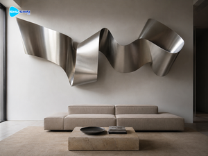 Scultura Moderna Personalizzata di Grandi Dimensioni in Acciaio Inossidabile con Tecnica di Fusione, Finitura a Specchio, <span class=keywords><strong>Arte</strong></span> Astratta da Collezione - Product Image 3