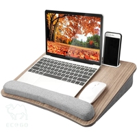 Bureau d'ordinateur portable en bois avec coussin et coussin de poignet souple, bureau avec fente pour tablette