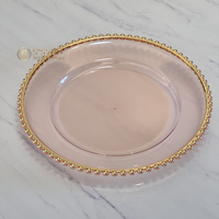 Assiettes de présentation transparentes à bordure perlée noire de 13 pouces, réutilisables et économiques, pour décoration de table de fête – Vente chaude