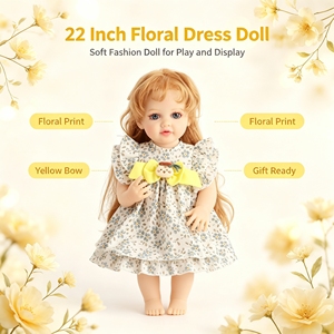 Poupée réaliste en vinyle de 22 pouces, avec des cheveux bouclés et une double queue de cheval, et un pyjama rose, cadeau de fête d'anniversaire pour les petites filles - Product Image 5