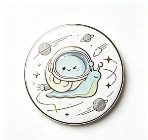 Lindo Pin Redondo de Metal Esmaltado con Diseño de Caracol Espacial, Regalo Decorativo de Dibujos Animados - Product Image 1