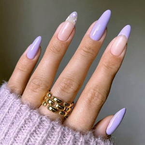 Faux ongles longs amande <span class=keywords><strong>couleur</strong></span> nude <span class=keywords><strong>violet</strong></span> <span class=keywords><strong>pastel</strong></span>, design brillant, <span class=keywords><strong>couleur</strong></span> unie, élégants, réutilisables, à presser, pour femmes, usage quotidien - Product Image 5