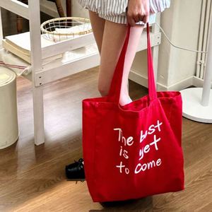 Custom Logo Canvas Handbag with Zipper Closure Fashionable Lady Style Portable and <b>Reusable</b> Letter Print Design - Product Image 1