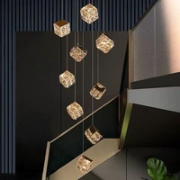 Lustre LED carré en cristal personnalisé, luminaire suspendu moderne pour villa, escalier, hôtel et éclairage de salle à manger