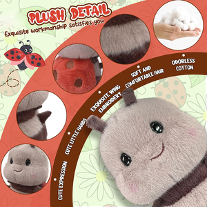 Offre Spéciale 8 pouces réaliste en peluche insecte petites mains rouge broderie ailes rond doux flou corps yeux noirs <span class=keywords><strong>coccinelle</strong></span> trucs jouet - Product Image 2