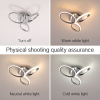 Plafonnier LED moderne en fer avec télécommande, forme de fleur, à intensité variable pour salon