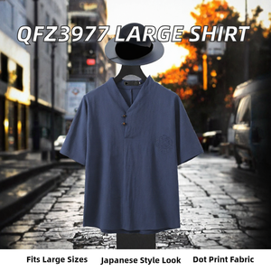 Camisa de Vestir para Hombre, Talla Grande, Cuello en V, Estampado de Puntos Tie-Dye, Poliéster y Algodón Popelín, Manga Corta - Product Image 2