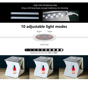 Caja de luz LED plegable de 20 cm con 10 modos para fotografía de productos - Product Image 1