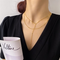 Collier élégant en or pour femme, ensemble deux pièces avec chaîne de clavicule superposée, chaîne minimaliste en Y inspirée d'Instagram