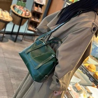 Tas Boston Kulit Asli Vintage Mewah untuk Wanita, Tas Tangan Pegangan Atas Retro Kulit Sapi, Tas Selempang Bahu Wanita Desainer