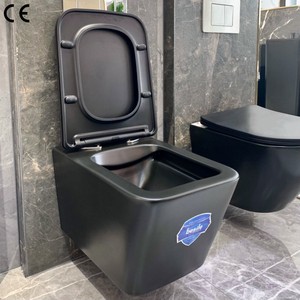 Cuvette de toilette murale de bonne qualité en porcelaine CE de couleur noire mate réservoir d'eau inodoro salle de bain suspendue en céramique cuvette de toilette suspendue - Product Image 4