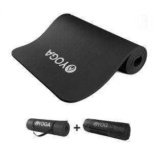 Tapis de yoga NBR écologique, grand, antidérapant, non toxique, durable, noir, 10 mm - Product Image 4