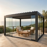 Aluminium-Hardtop-Gartenpavillon Wasserdicht Windbeständig Pulverbeschichtet für Außenbereich Villa Resort Poolbereich 3x4