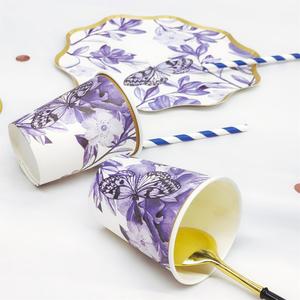 DAMAI Flower Butterfly Premium Chinoiserie Tea Party Supplies <b>Disposable</b> Party <b>Tableware</b> Dinnerware Paper Cups Napkins Plates - Product Image 5