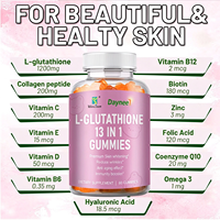 Gummies véganes L-Glutathion 13-en-1 à marque privée, 60 unités, antioxydant pour la peau et le soutien immunitaire, vente en gros OEM usine