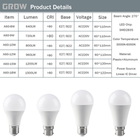 Gran oferta LED A60/E27 bombilla 8W/9W/10W/12W/15W/18W V 220-240V 3000K 4000K 6000K luz sin parpadeo hogar dormitorio utilice la base B22 E27